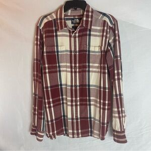The North Face Women's L Flannel Shirt  Burgundy & Cream Plaid Long Sleeve